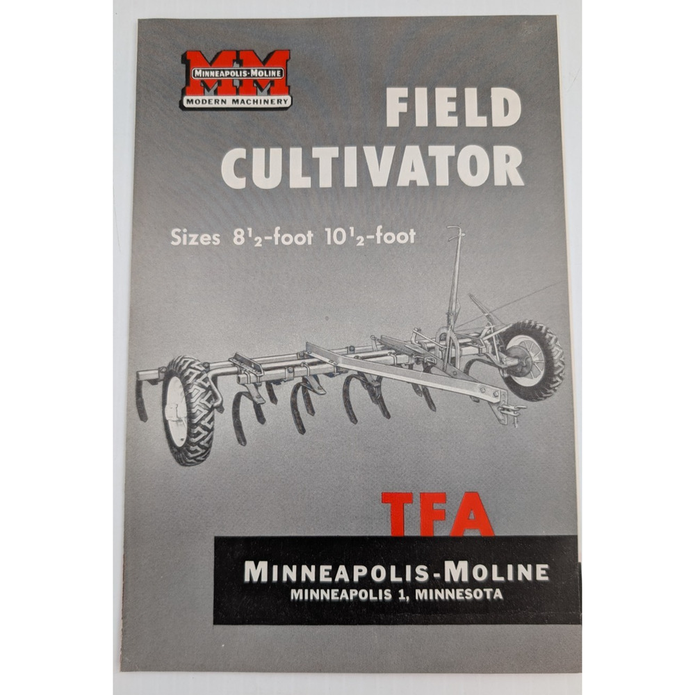 Minneapolis Moline Field Cultivator MM Tractor Sales Brochure Booklet